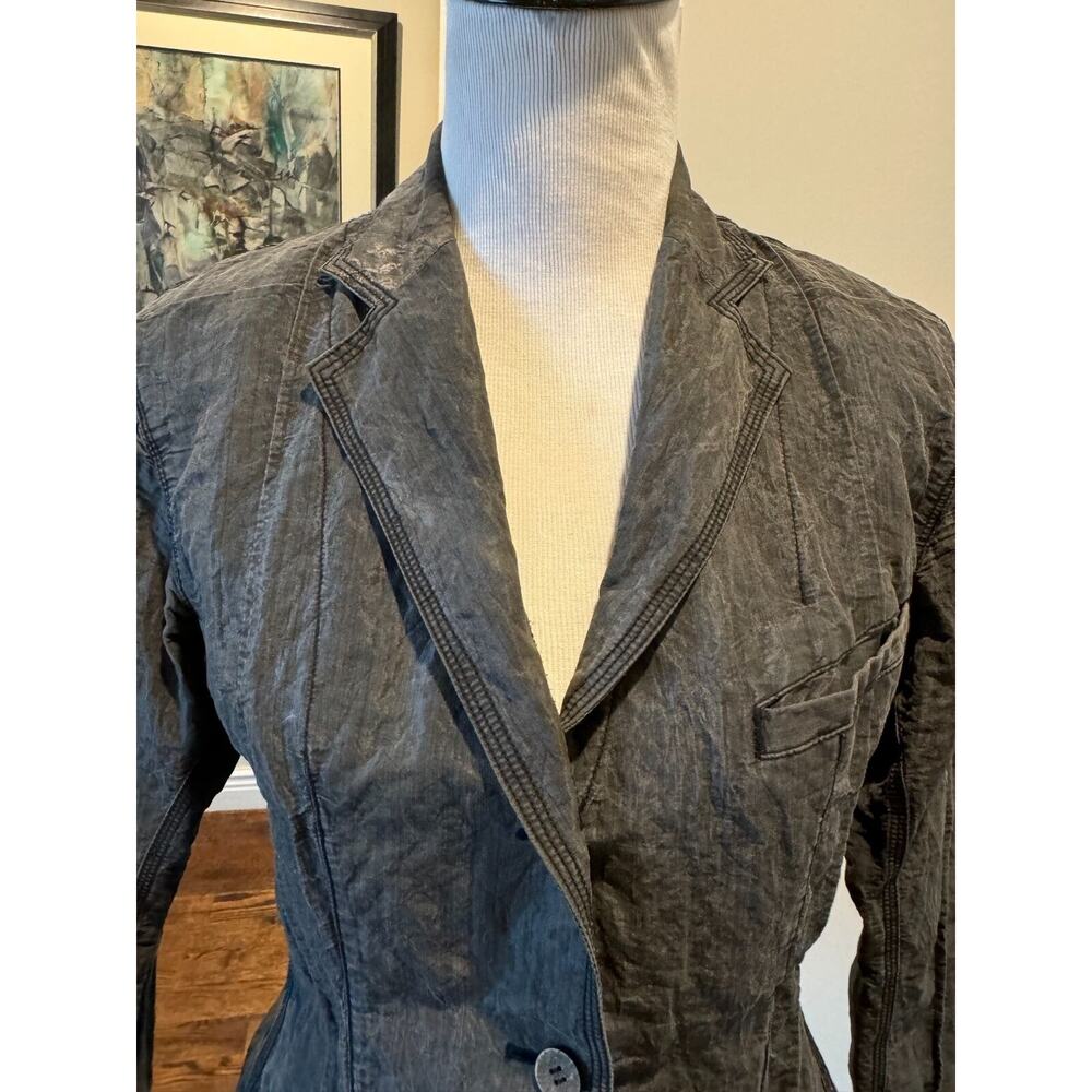 Issey Miyake Crinkled Cotton Blend Steel Gray Jacket SZ M Japan Vintage - Picture 2 of 6